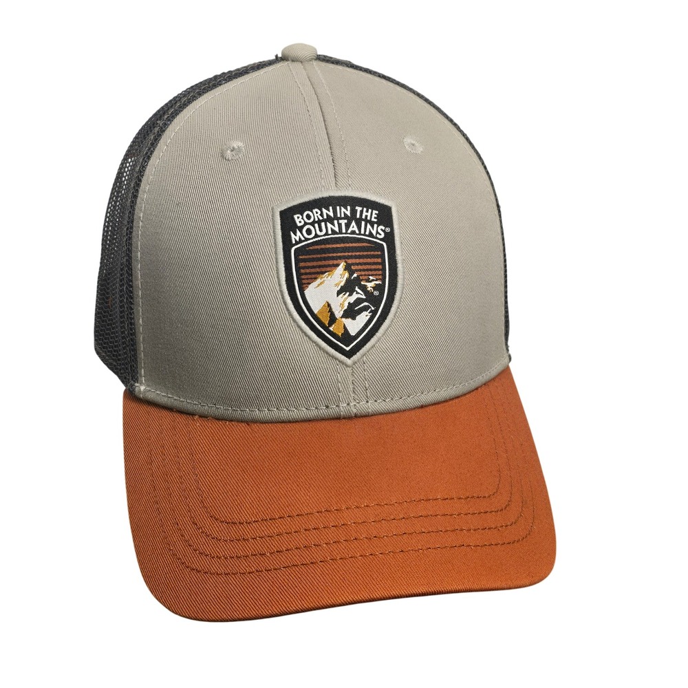 Kuhl Born In The Mountains Trucker Hat Grey Orange Mesh Snapback Cap RN108846